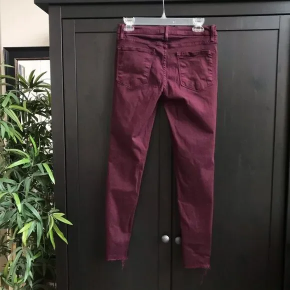 Frame Burgundy Le Skinny de Jeanne Raw Edge Jeans Size 29 - Picture 5 of 8